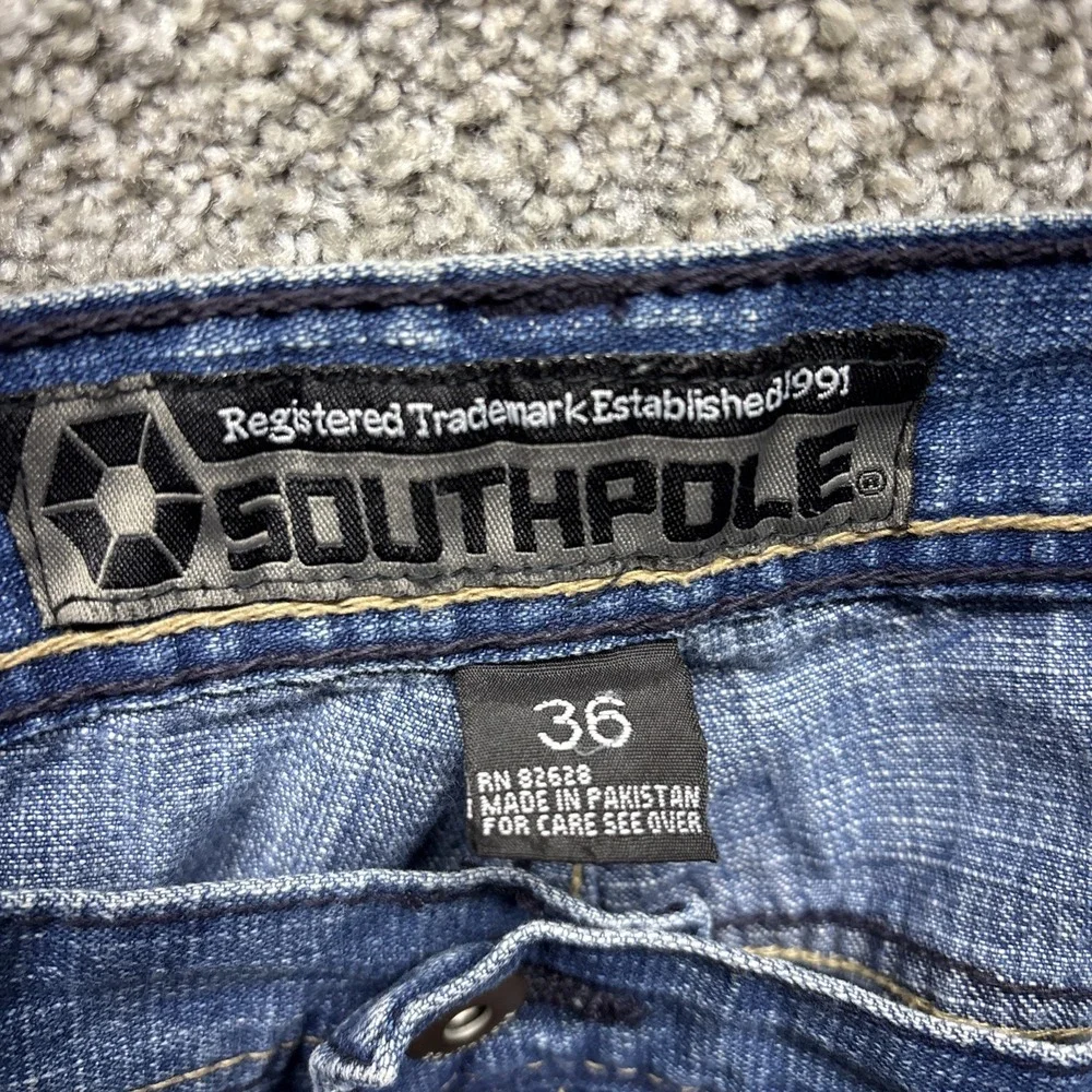 Vintage Southpole Jeans Men's 36x32 Embroidered Y2K Skater Blue Denim 90s